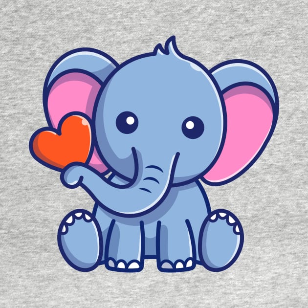 Cute Elephant Sitting With Love Cartoon by Catalyst Labs